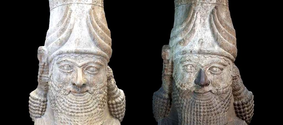 Restauración con láser de escultura de piedra histórica — antes y después